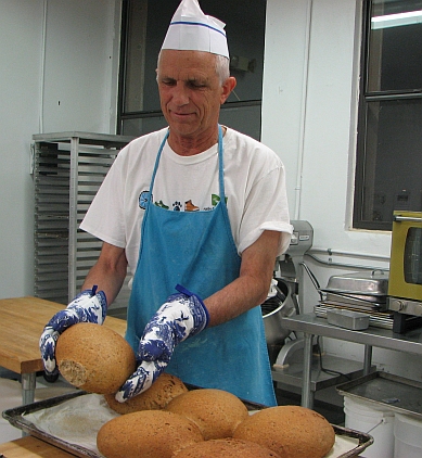 Baker with loaves