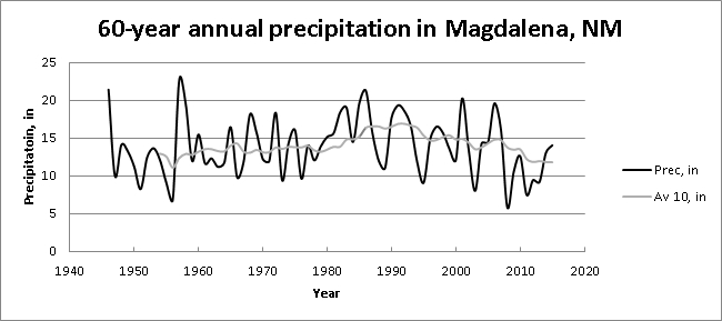 Annual precipitation in Magdalena